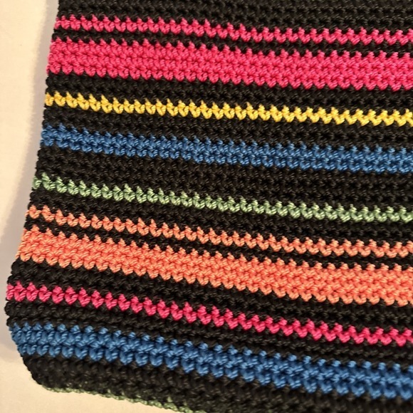 Black Rainbow Pride Crochet Multi Color Crossbody Bag Zip Closure Target Boho - Picture 3 of 10